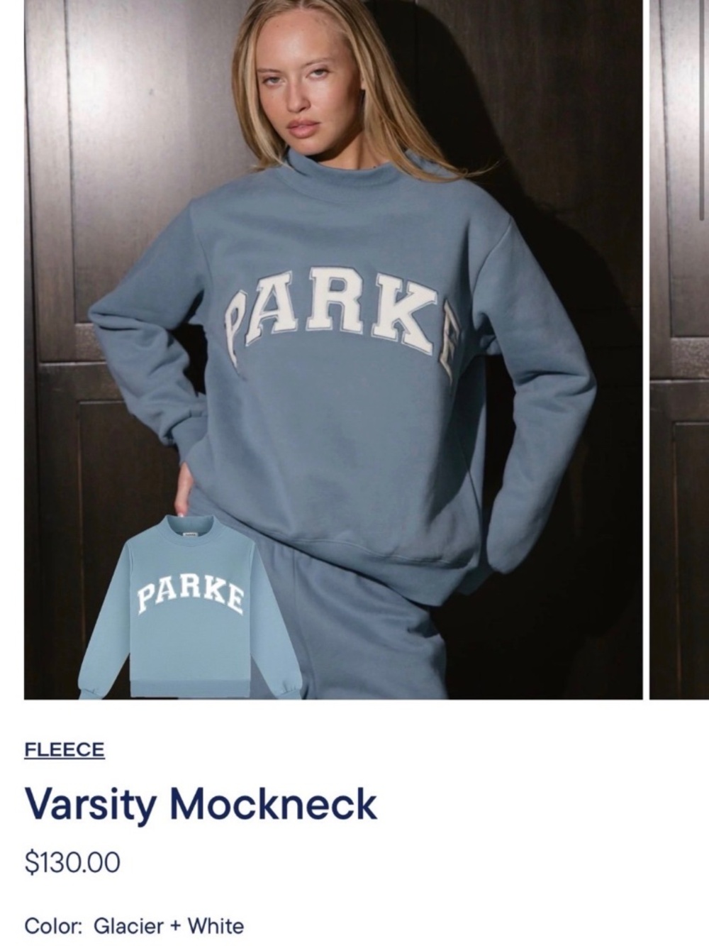 PARKE Varsity Mockneck Fleece Sweatshirt